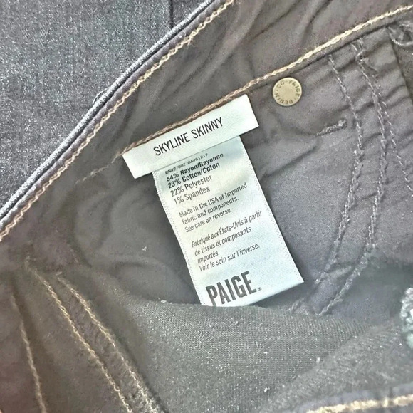 PAIGE DENIM | Skyline Skinny Jeans Blue Dark Wash | Size 26, 4 - Picture 6 of 12